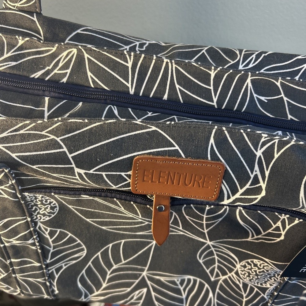 Elenture Tote Bag 26x 10x8 With Leaf Design And Shoulder Strap